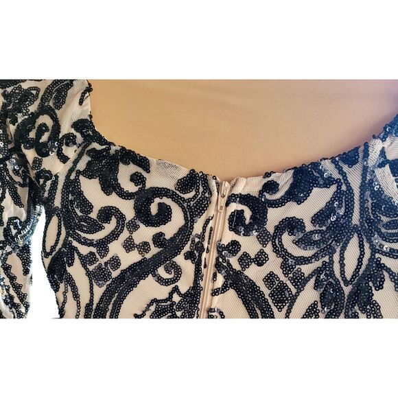 NWT Windsor Women's Black Sequin Nude Mermaid Dress. Size XS Fully Lined - Picture 5 of 7